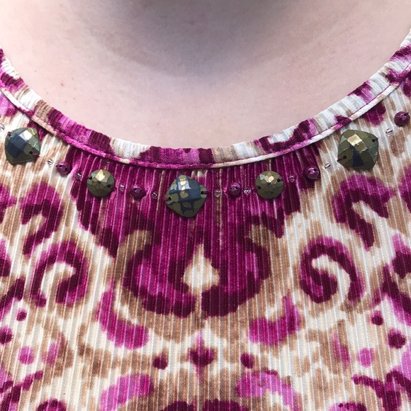 🌻3/25🌻 AD Pleated Blouse Distressed Beading - Picture 4 of 7